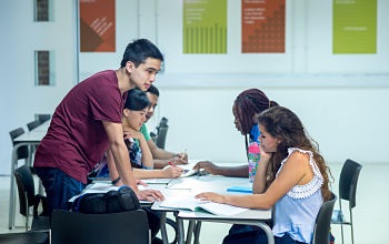 Student in library