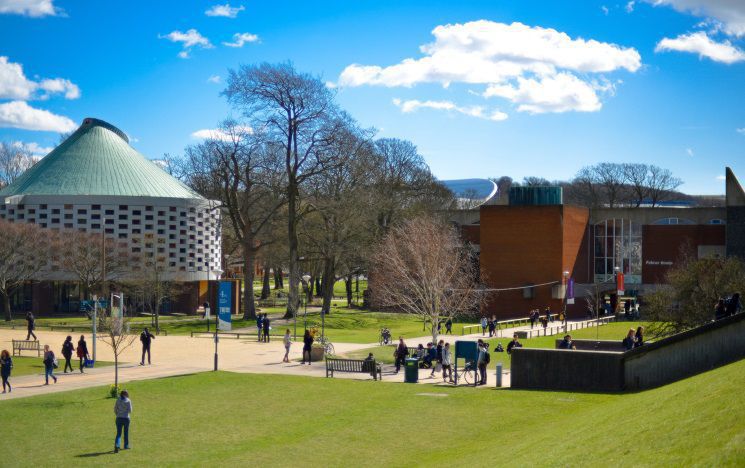 library square and meeting house on a sunny day in summer