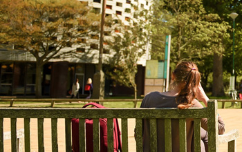 Student in library